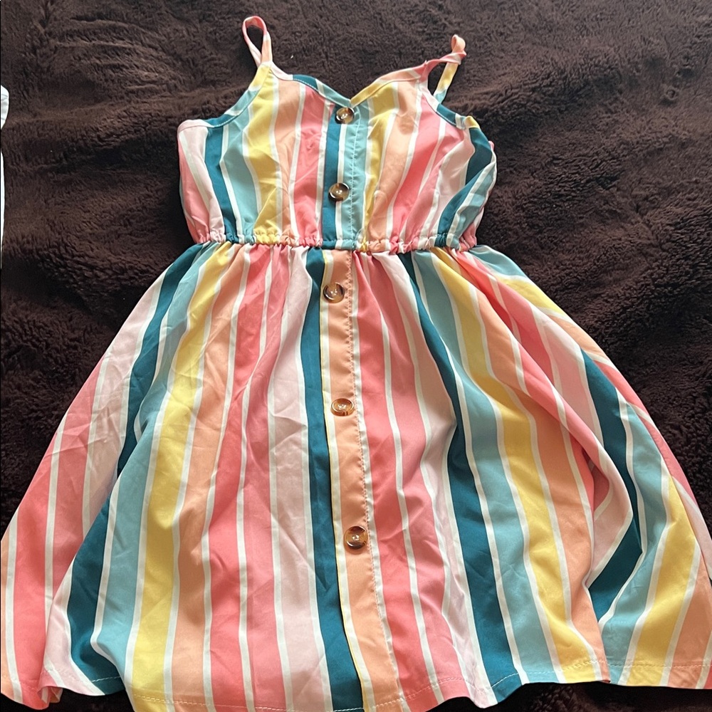 SHEIN Pastel Striped Button Dress